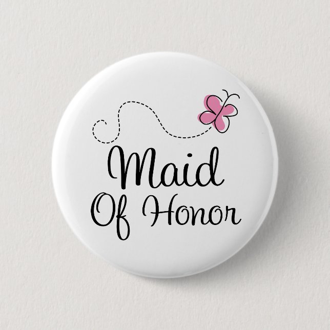 Bridal Party Maid Of Honour Pink Wedding Button (Front)
