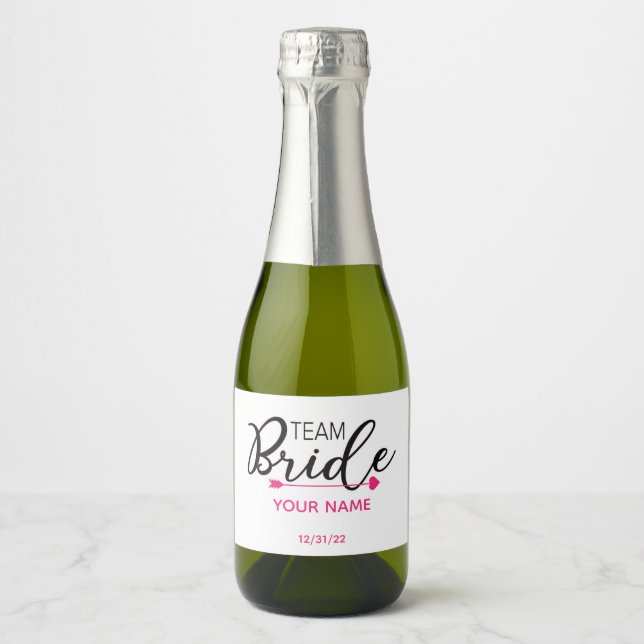 Bridal Party Mini Sparkling Wine Label Team Bride (Front)