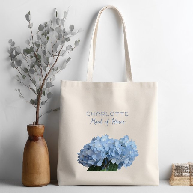 Bridal Party Personalised Blue Floral Tote Bag (Creator Uploaded)