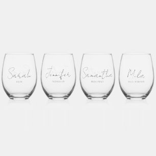 Bridal Party Personalised  Stemless Wine Glass