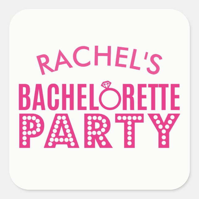 Bridal Party Pink Bachelorette Party Stickers (Front)