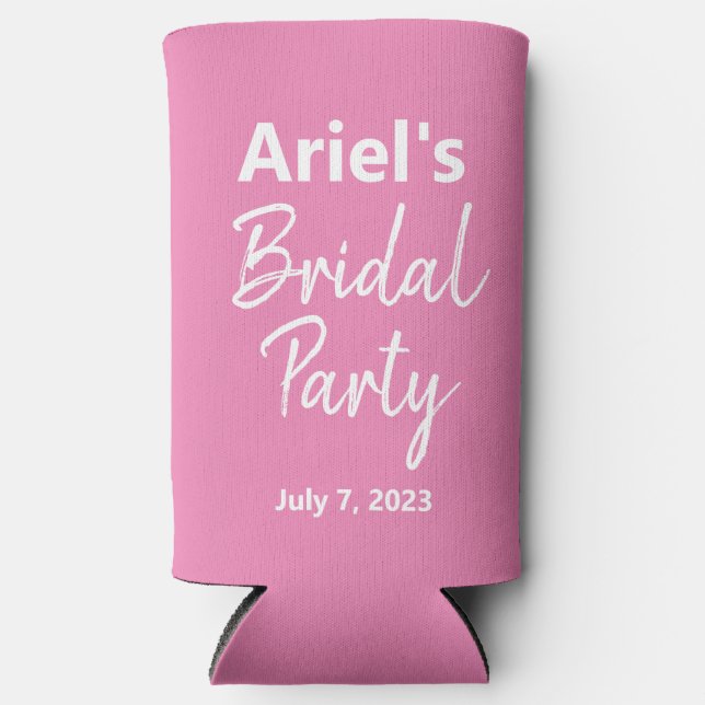 Bridal Party - Pink & White - Wedding Seltzer Can Cooler (Front)