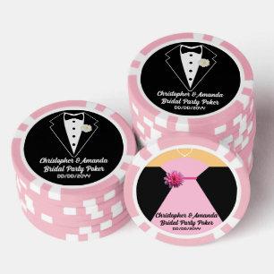 Bridal Party Poker Black Tuxedo Pink Wedding Dress Poker Chips