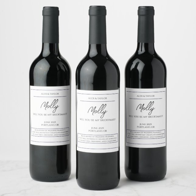 Bridal Party Proposal Wine Label (Bottles)