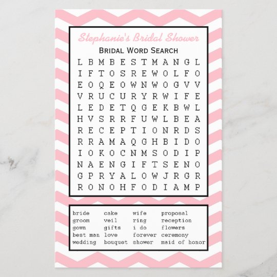 Bridal Party Shower Word Search Game Zazzle Co Uk