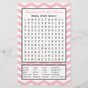Bridal Party Shower Word Search Game