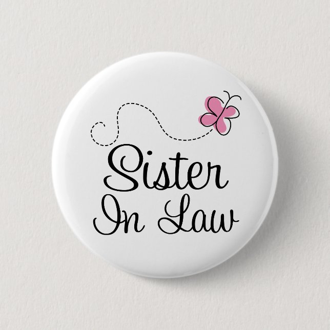 Bridal Party Sister In Law Pink Wedding Button (Front)