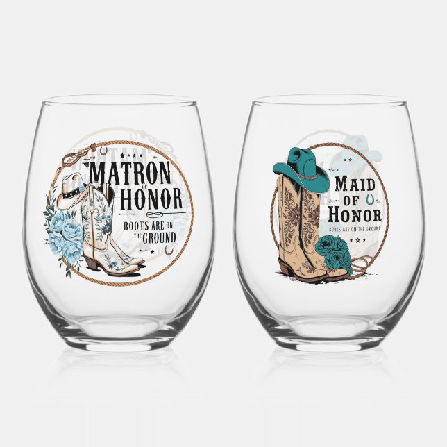 Bridal Party  Stemless Wine Glass (Front)