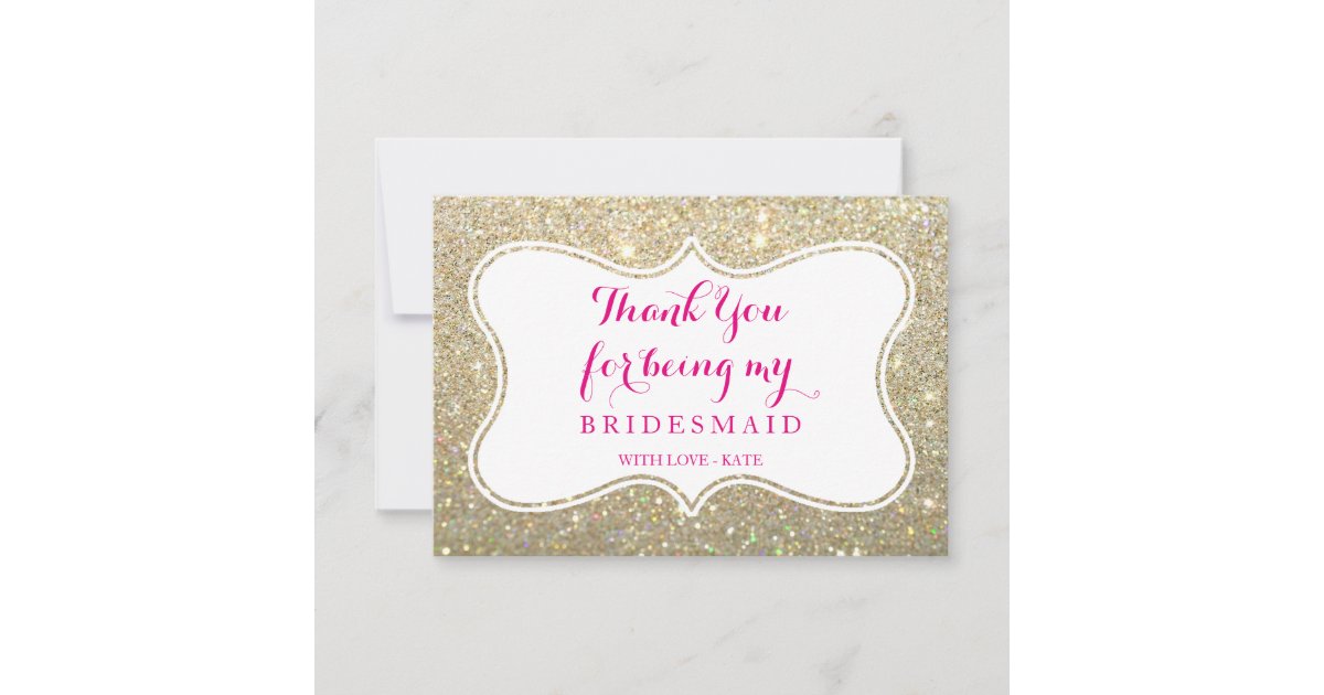 Bridal Party Thank You Card - Glittered | Zazzle