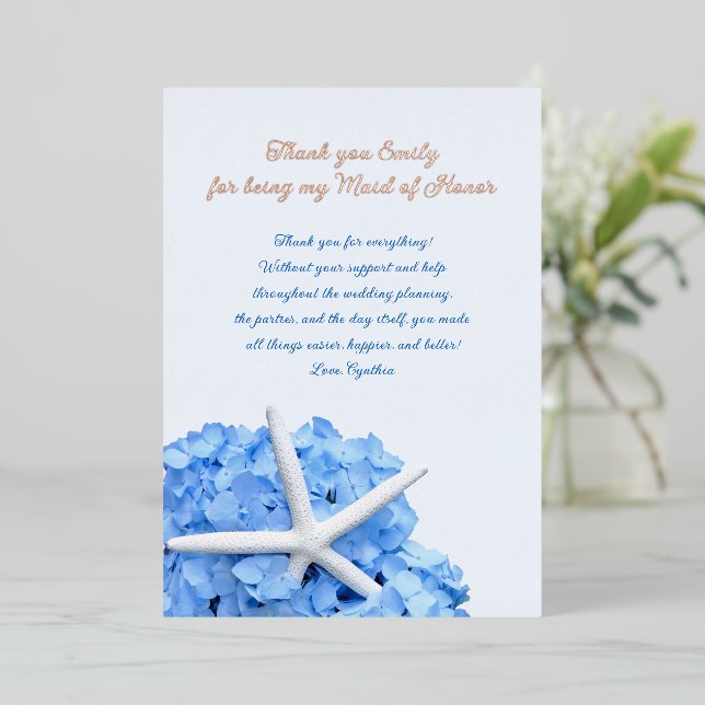 Bridal Party Thank You Foil Message Cards (Standing Front)