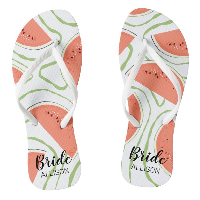 Bridal Party Watermelon Slices  Flip Flops (Footbed)