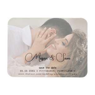 Bridal Photo Script Names Wedding Save the Date Magnet
