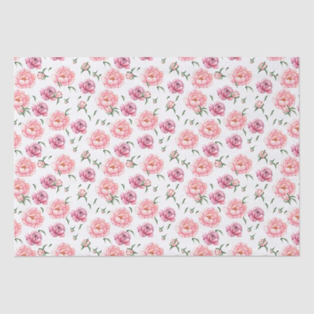 Bridal Pink Watercolor Peonies   Tissue Paper (Front)