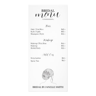 Bridal Price List Hair | Makeup Rack Card