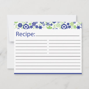 Bridal Recipe Card     Lime and Navy