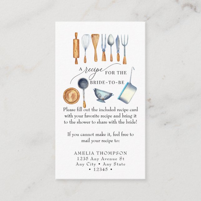 Bridal  Recipe Request Enclosure Card (Front)