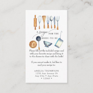 Bridal  Recipe Request Enclosure Card
