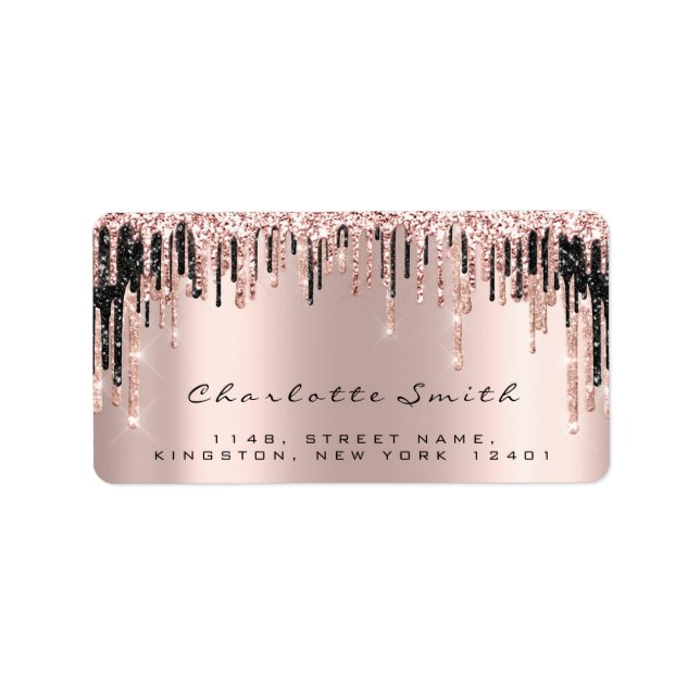 Bridal RSVP Kiss Rose Lips Sparkly Glitter Makeup Label (Front)