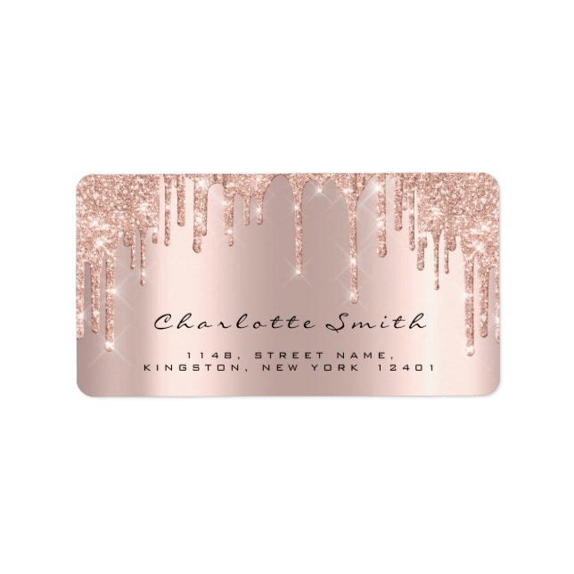 Bridal RSVP Pink Rose Blush Sparkly Glitter Makeup Label (Front)