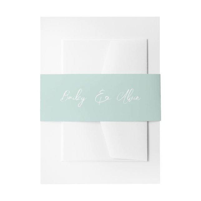 Bridal Seaglass Solid Personalised Invitation Belly Band (Front Example)