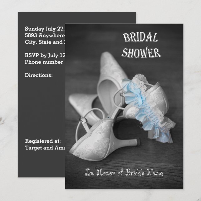 Bridal Shoes and Garter Belt Bridal Shower Invite (Front/Back)