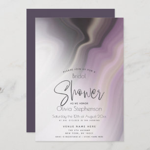 BRIDAL SHOWER Abstract Misty Plum Marble Invitation