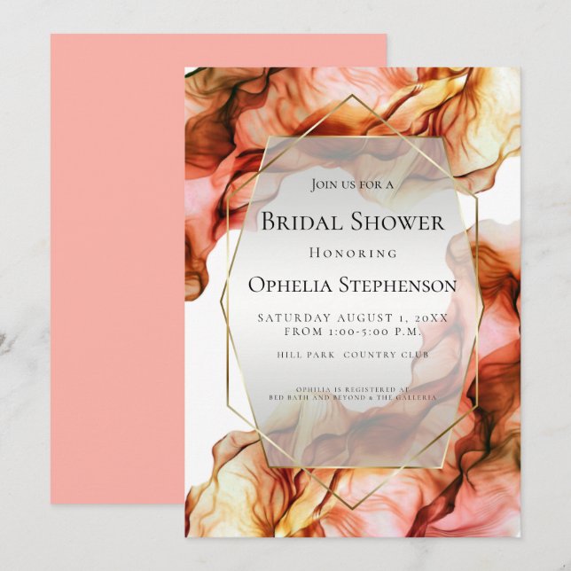 BRIDAL SHOWER | Abstract Watercolor Autumn Colour  Invitation (Front/Back)