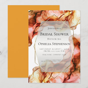 BRIDAL SHOWER   Abstract Watercolor Autumn Colour  Invitation