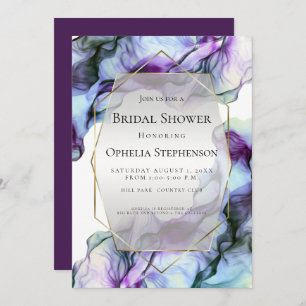 BRIDAL SHOWER Abstract Watercolor Vibrant Plum Invitation