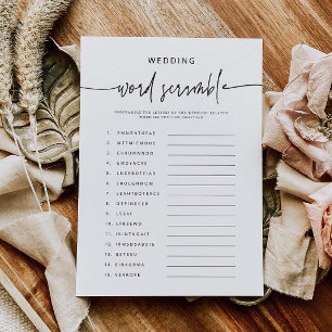 Bridal Shower Activity Card Word Scramble Game