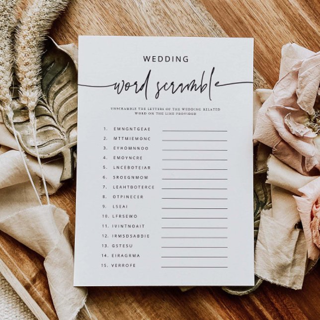 Bridal Shower Activity Card Word Scramble Game (Creator Uploaded)