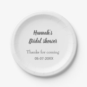Bridal shower add name date year thanks for coming paper plate