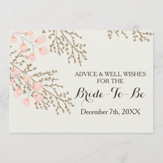 bridal shower Advice and Well Wishes Card (Front)
