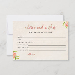Bridal Shower Advice and Wishes Card