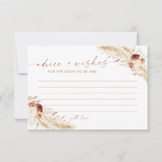 Bridal Shower Advice and Wishes Card, Boho Bridal Invitation (Front)