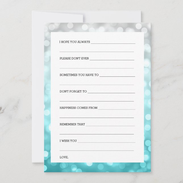 Bridal Shower Advice Beach Ombre Glitter Lights Invitation (Front)