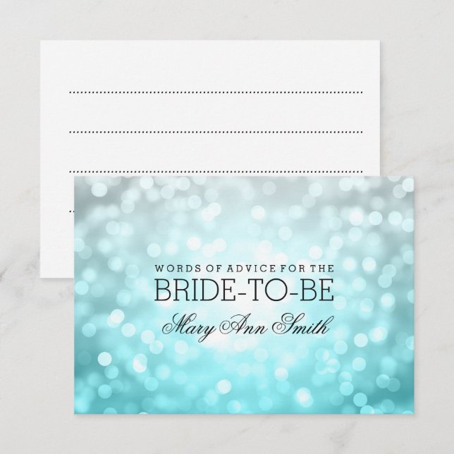 Bridal Shower Advice Beach Ombre Glitter Lights Invitation (Front/Back)