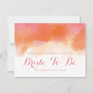 Bridal Shower Advice Blush Pink Coral Watercolor Card
