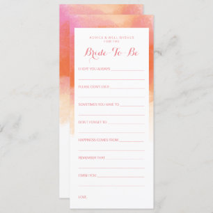 Bridal Shower Advice Blush Pink Coral Watercolor Invitation