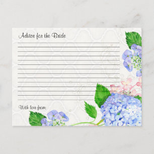 Bridal Shower Advice Bride Blue Hydrangea Floral Postcard