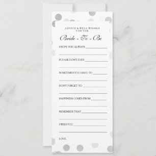 Bridal Shower Advice Card Faux Silver Foil Glitter