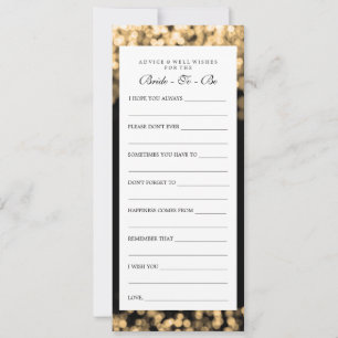 Bridal Shower Advice Cards Gold Lights