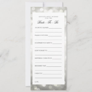 Bridal Shower Advice Cards Silver Glitter Lights