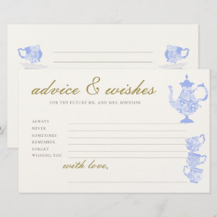 Bridal Shower Advice Game Tea Set China Lace Gold Stationery