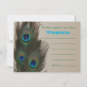 Bridal Shower Advice Post Cards - Peacock feathers