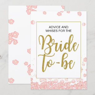 Bridal Shower Advice Sign Pink and Gold Invitation
