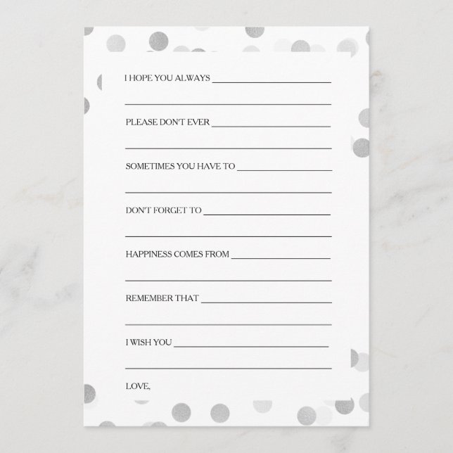 Bridal Shower Advice Silver Foil Glitter Light (Front)