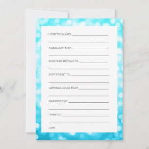 Bridal Shower Advice Turquoise Glitter Lights Card