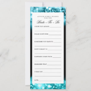 Bridal Shower Advice Turquoise Sparkling Lights Card