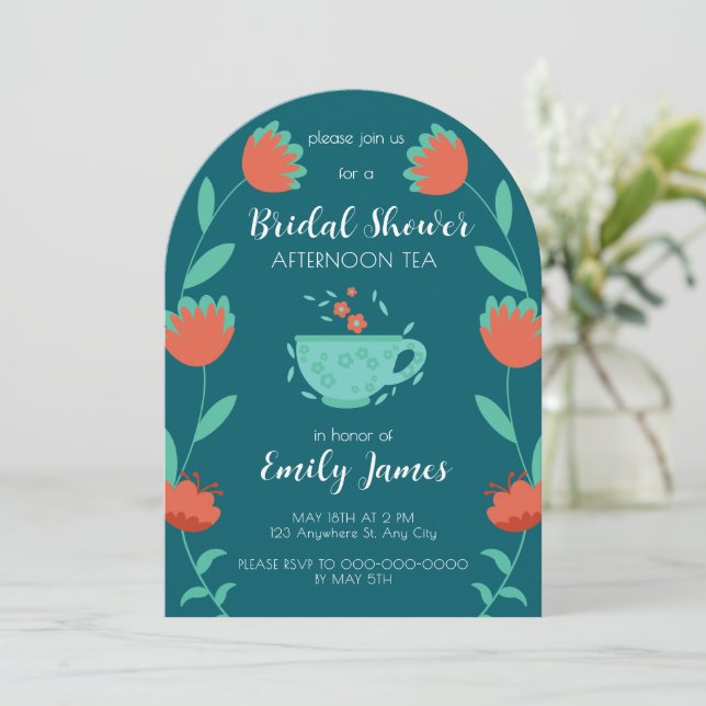 Bridal Shower - Afternoon Tea Party Invitation (Standing Front)